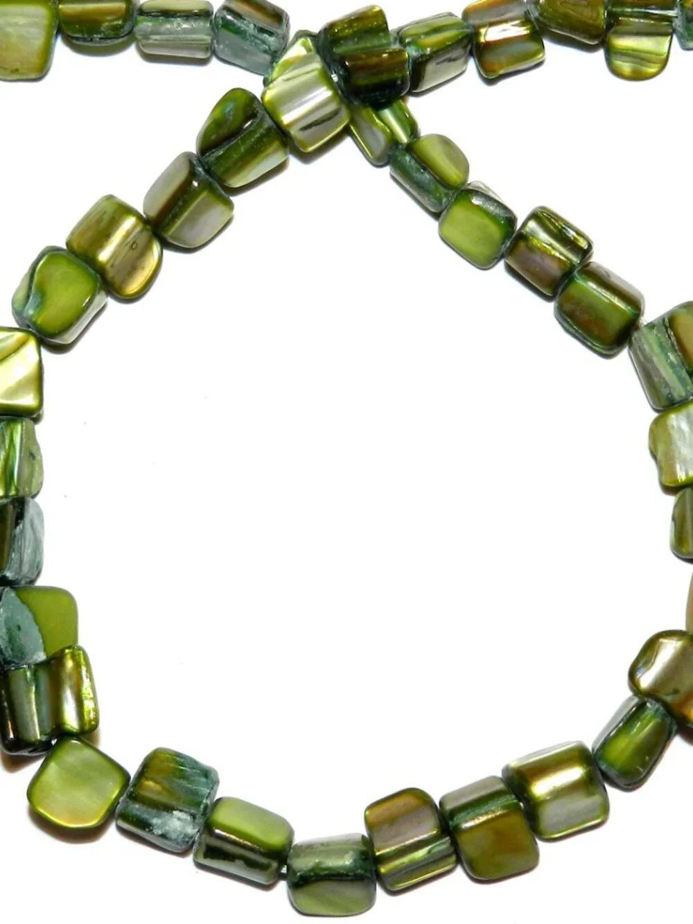 Green Medium 8mm - 10mm Tri-Tip Nugget Mother of Pearl Shell Beads 15